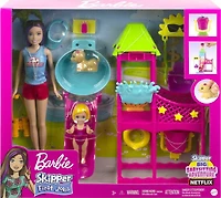 Barbie Toys, Skipper Doll and Waterpark Playset with Working Water Slide and Accessories, First Jobs