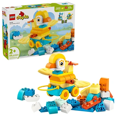 LEGO DUPLO Ma Ville Les Animaux sur Roues 3en1, Jouet de Construction pour un Jeu Imaginatif, Cadeau pour Tout-Petits 10448