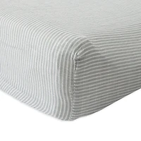 Red Rover - Cotton Muslin Changing Pad Cover -  Grey Micro Stripe - R Exclusive