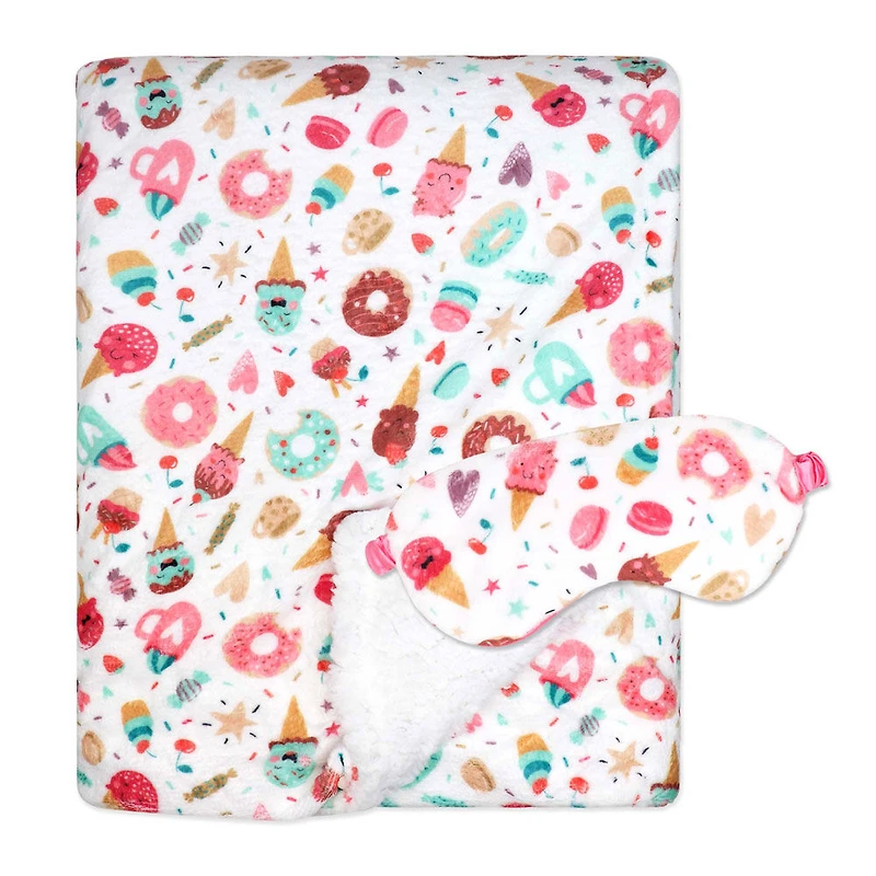 Jesse & Lulu Lounge Blanket with Sleep Mask: White Bakeshop