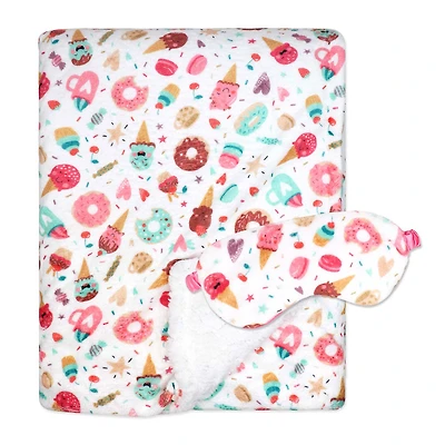 Jesse & Lulu Lounge Blanket with Sleep Mask: White Bakeshop