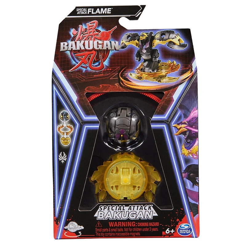 Bakugan, Special Attack Flame, figurine articulée personnalisable rotative et cartes à collectionner