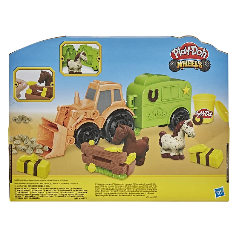 Play-Doh Wheels Tracteur de ferme, jouet pour enfants avec moule de remorque
