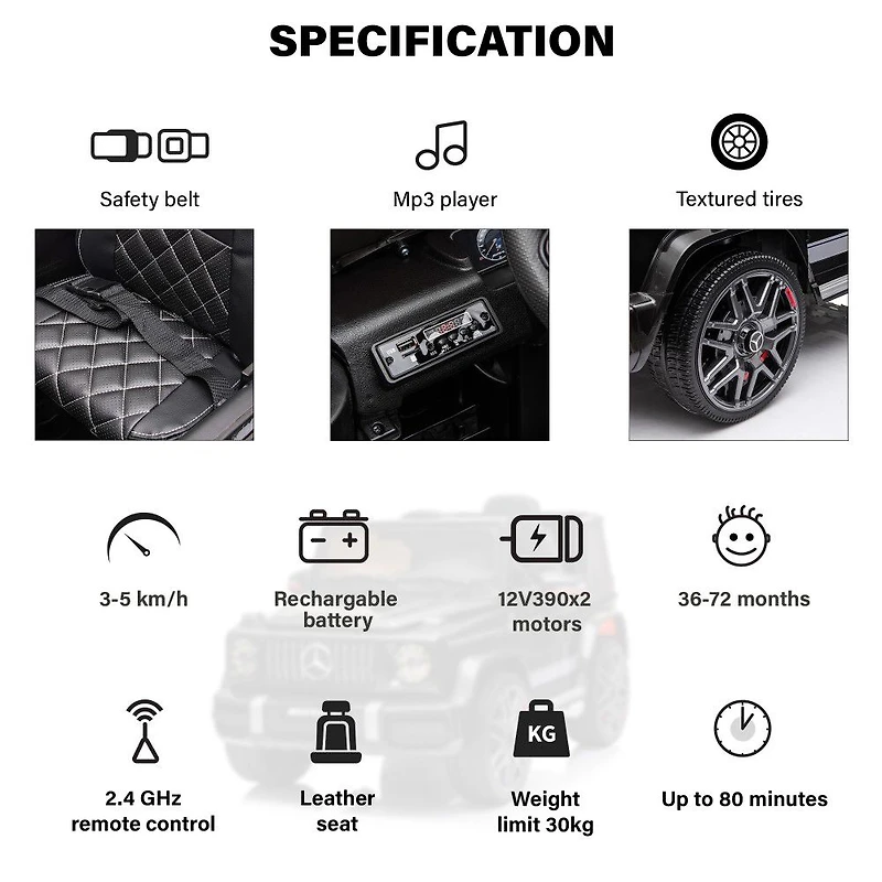 Voltz Toys Mercedes-Benz AMG G64 avec télécommande, noir