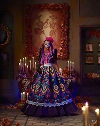 Poupée ​Barbie Día de Muertos 2022, vêtue d'une chemise, d'une veste et d'un sombrero