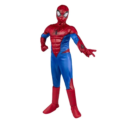 Marvel's Spider-Man Deluxe Youth Costume Taille Petit- Combinaison Musclée Avec Motif Imprimé Et Rembourrage En Polyfill Plus Bandeau Et Gants En Tissu