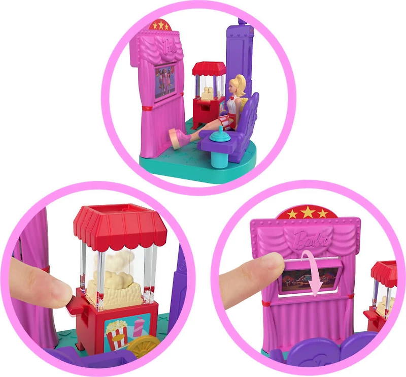Barbie-Cinéma Mini BarbieLand-Coffret poupée, mobilier et accessoires