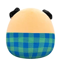 Peluche Squishmallows 12" - Prince le carlin avec chemise en flanelle