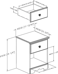 Summer Breeze Table de chevet 1 tiroir Myrtille