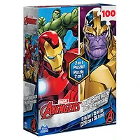 Marvel Avengers, puzzle réversible de 100 pièces Hulk Thanos Iron Man Thor Black Widow Captain America