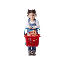 Melissa & Doug Fill and Roll Grocery Basket Play Set With Play Food Boxes and Cans
