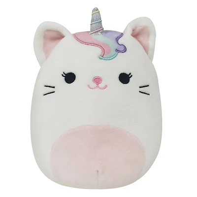 Petite peluche Squishmallows 19 cm - Chaticorne blanc avec queue arc-en-ciel - Édition anglaise