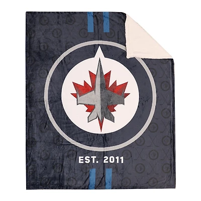 Couverture en polaire Sherpa à motif sportif des Jets de Winnipeg de la LNH(50 x 60)