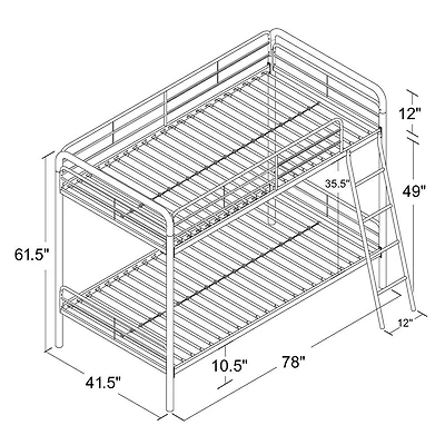 DHP - Lit superposé Jumeau sur Jumeau, Noir