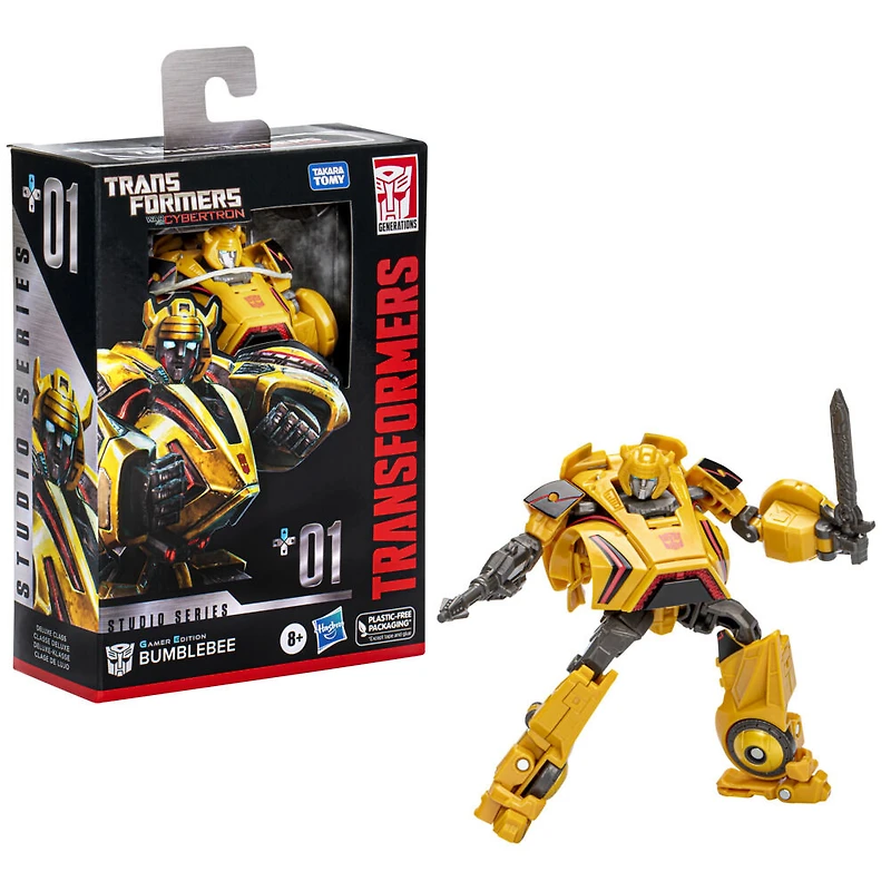 Transformers Generations Studio Series, figurine 01 Gamer Edition Bumblebee classe Deluxe de 11 cm, Transformers: War for Cybertron