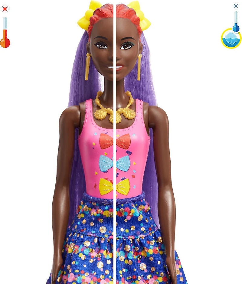 ​Barbie Color Reveal Glitter! Hair Swaps Doll, Glittery Blue with 25 Hairstyling and Party-Themed Surprises