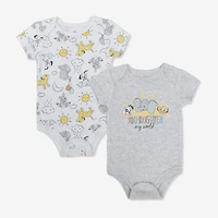 Disney Classic 2 Pack Bodysuit Set Grey