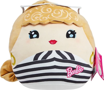 Barbie Cuutopia En peluche, poupée d'oreiller doux de 10 pouces avec maillot de bain Chevron et lunettes de soleil en feutre, jouet à collectionner