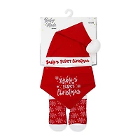 Baby Mode Premier Noël de bébé - Ensemble 3 pièces flocon de neige rouge