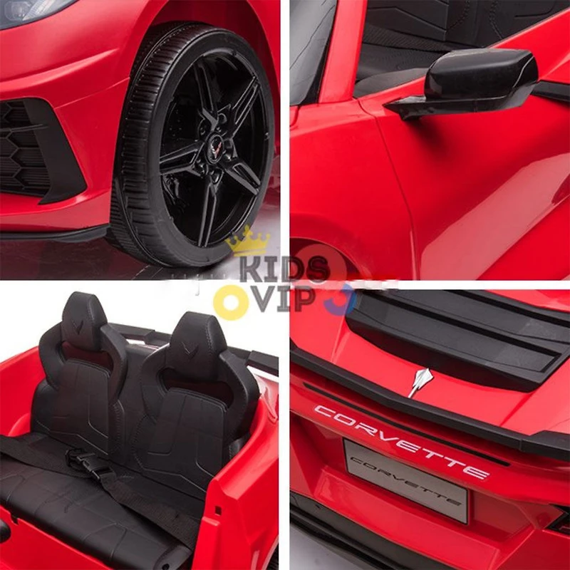 Kidsvip 12V Corvette C8 W/ Rc- Red - English Edition