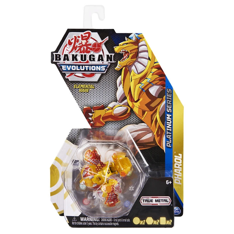 Bakugan Evolutions, Pharol (Elemental Rare), Bakugan True Metal Platinum Series, 2 BakuCores et carte Personnage