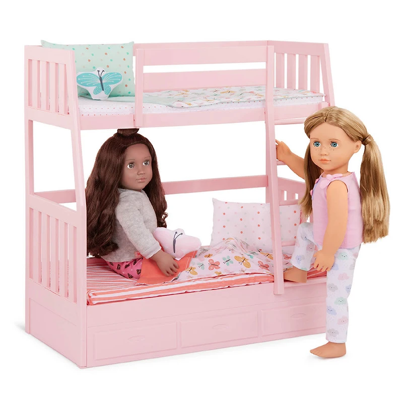 Our Generation Dreams for Two 18-inch Doll Butterfly-Themed Bunk Bed Furniture Set