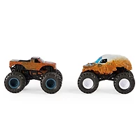 Monster Jam, Coffret de 2 monster trucks officiels en métal moulé Yeti vs. Sparkle Smash  qui changent de couleur, échelle 1:64