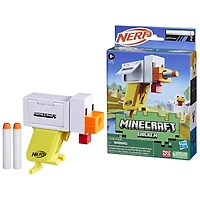 Nerf Microshots Minecraft, blaster Chicken, inclut 2 fléchettes en mousse Nerf Elite
