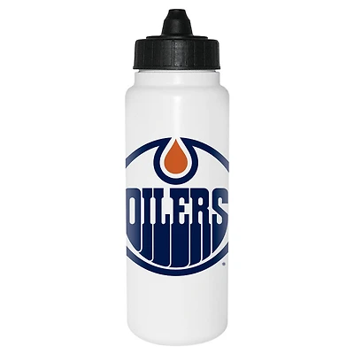 Bouteille d'eau Tallboy blanche de 1L des Oilers d'Edmonton de la LNH avec couvercle à membrane noir