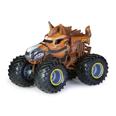 Monster Jam, Monster truck Horse Power officiel, véhicule en métal moulé, série Crazy Creatures, échelle 1:64