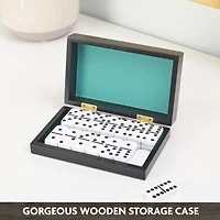 Dominos double 6 de luxe, Jeu classique de 28 dominos dans un coffret en bois avec doublure de haute qualité