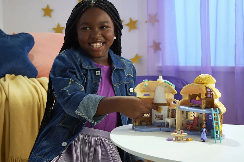 Disney -Wish -Coffret -Chaumière, mini-poupée Asha de Rosas, fig. Star