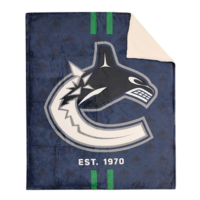 Couverture en polaire Sherpa à motif sportif des Canucks de Vancouver de la LNH(50 x 60)