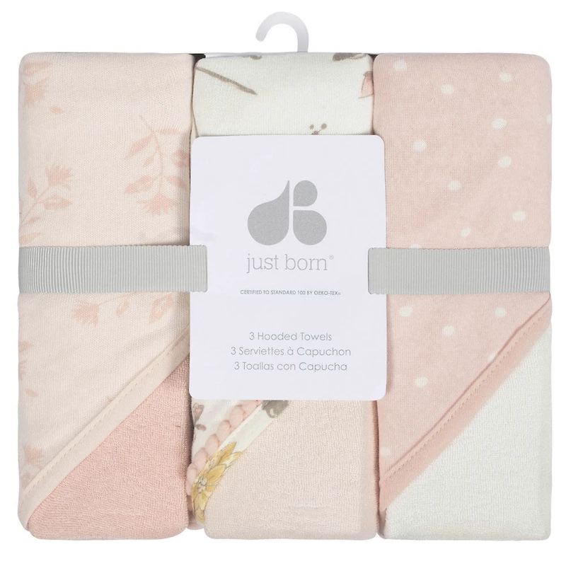 Just Born - 3 Pack Hooded Towel