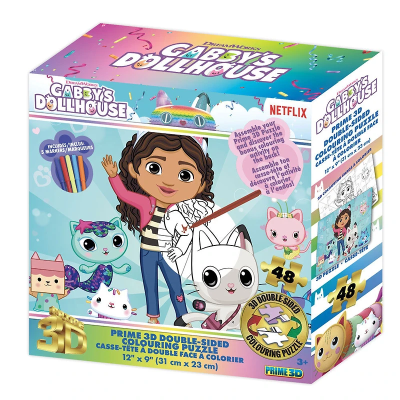 Gabby/Peppa Pig Double Sided Colouring Puzzle Asst