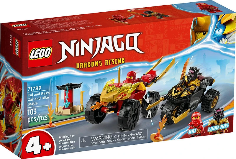 LEGO NINJAGO Le combat en voiture et en moto de Kai et Ras 71789 Ensemble de jeu de construction (103 pièces)