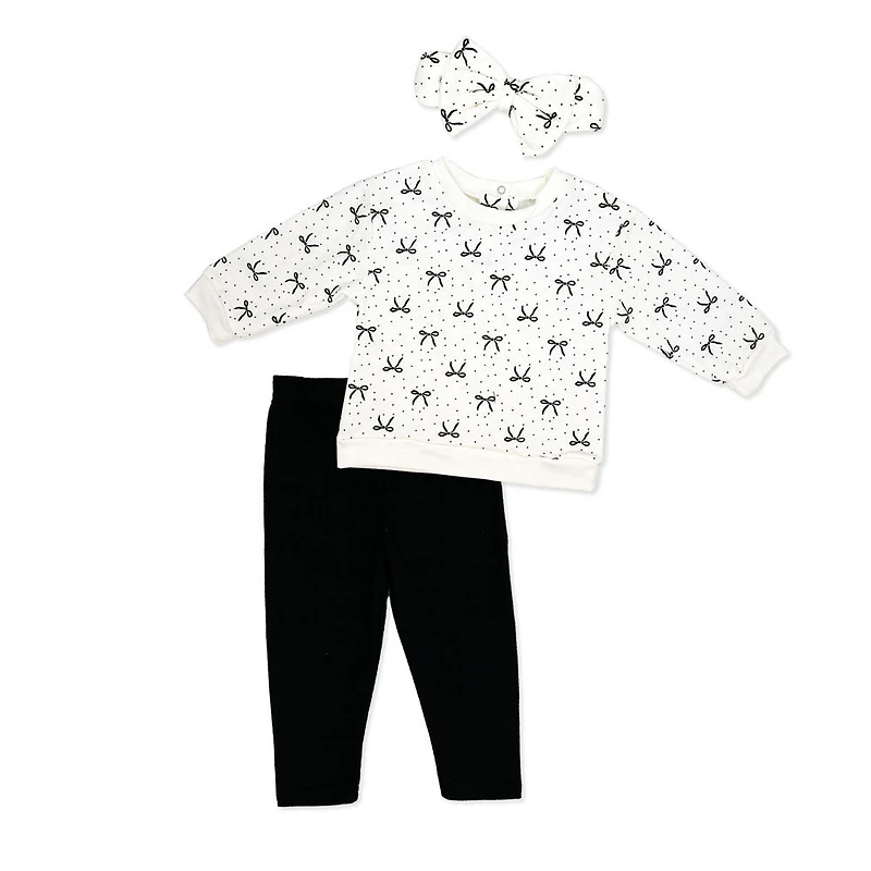 Baby Mode Ensemble 3 pièces pull-shirt oversize et legging : Noir à fleurs