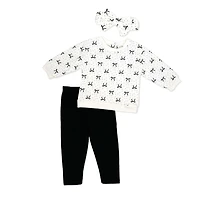 Baby Mode Ensemble 3 pièces pull-shirt oversize et legging : Noir à fleurs