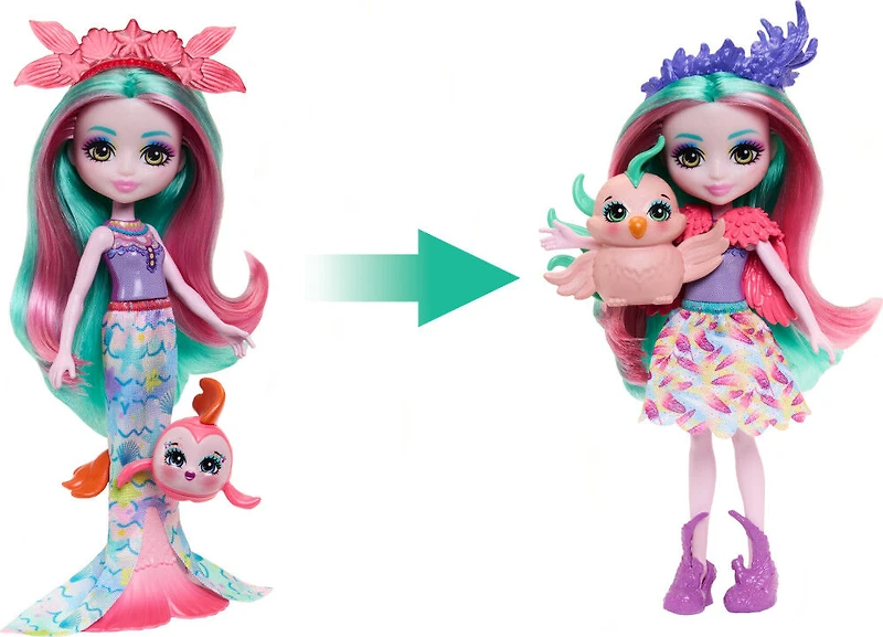 Enchantimals Poupée2 en 1 Oiseau et Poisson, 2animaux, access.