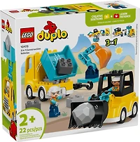 LEGO DUPLO Town 3 in 1 Construction Vehicles Toys for Toddlers, Boys, & Girls, Ages 2+ - 10475