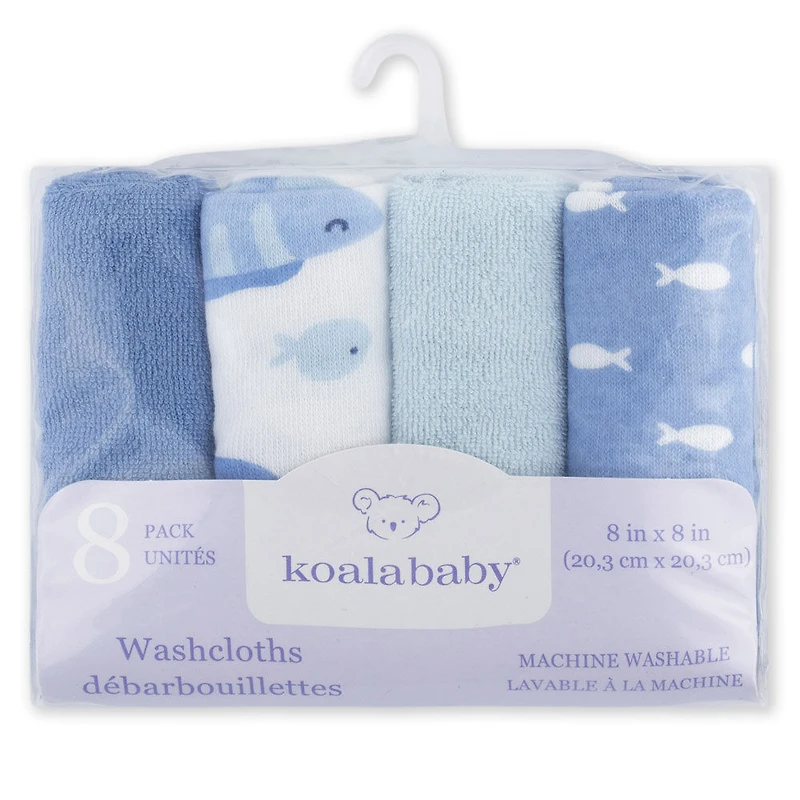 Koala Baby - Blue Knit Washcloth - 8 Pack
