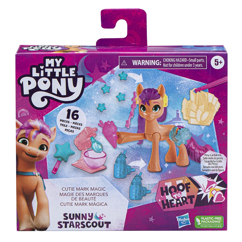 My Little Pony : Marquons les esprits, Sunny Starscout Magie des marques de beauté, poney de 7,5 cm avec accessoires surprises