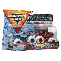 Monster Jam, Monster trucks Megalodon vs Octon8er officiels qui changent de couleur en métal moulé, échelle 1:64