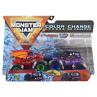 Monster Jam, Monster trucks Bakugan Dragonoid vs Sonuva Digger officiels qui changent de couleur en métal moulé, échelle 1:64
