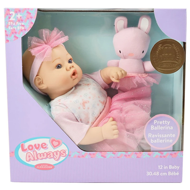 Poupon ballerine de 30,50 cm avec petit lapin en peluche