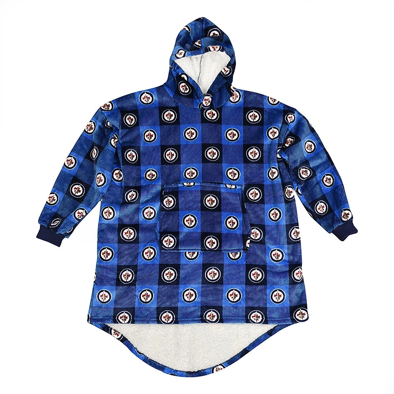 NHL Winnipeg Jets Oversized Wearable Sherpa Hooded Blanket, One Size Fits Most