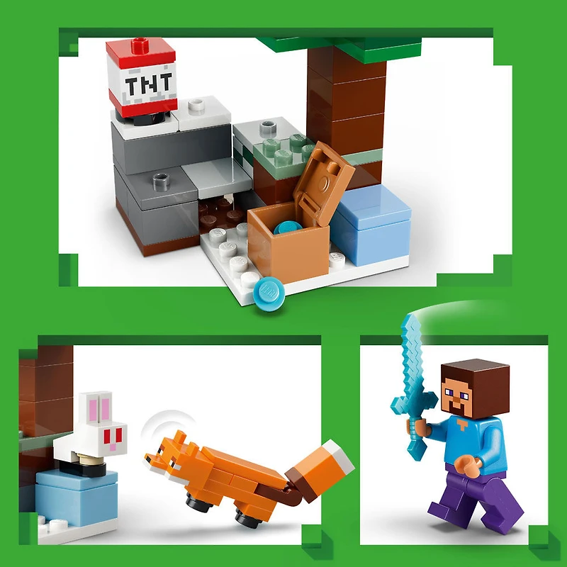 LEGO Minecraft L'Aventure de Steve dans la Taïga, Produit de Jeux Vidéo à Collectionner, Cadeau pour Joueur 21583