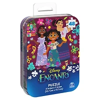 Disney Encanto, 48-Piece Jigsaw Puzzle Easy Flowers Cartoon Mirabel New Musical Movie Merch in Tin Box Package