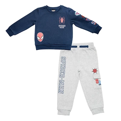 Marvel - Haut ras du cou à manches longues et pantalon d’entraînement - Marine et gris chiné - Taille 4T - Exclusivité Toys "R" Us