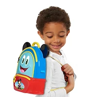 Sac à Dos d'Aventures Disney Junior Mickey Mouse Funhouse, Ensemble de Jeu pour Faire Semblant à 5 Eléments avec Accessoires Sons et Lumières